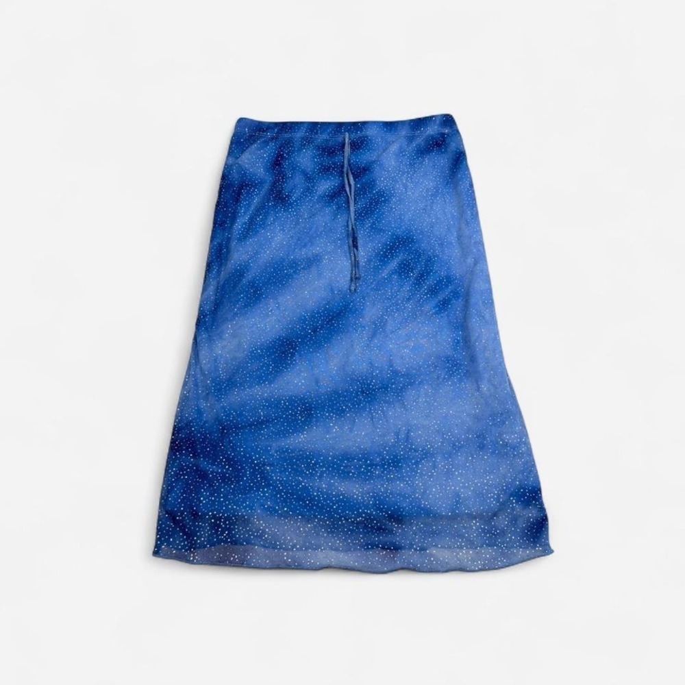 Vintage 90s Joshua blue sparkly tie dye fairy glitter midi skirt